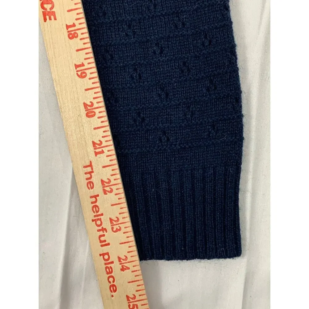 J Crew Women’s Pointelle Crew Neck Sweater Navy Blue M